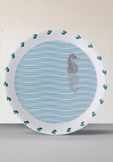 White And Blue SeaInspired Printed Wall Plate