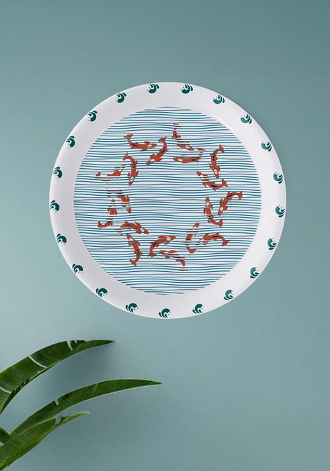 Blue And White Abstract Printed Wall Plates