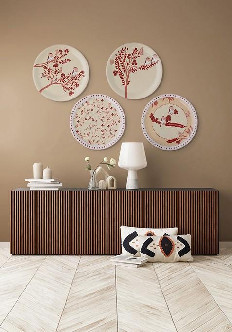White And Red NatureInspired Printed Metal Wall Plates