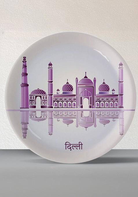 White And Purple 1 Piece Printed Ceramic Wall Plates