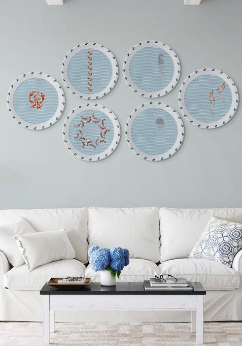 Blue And White Abstract Printed Wall Plate Decor