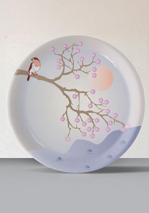 White And Blue Printed Ceramic Wall Plate