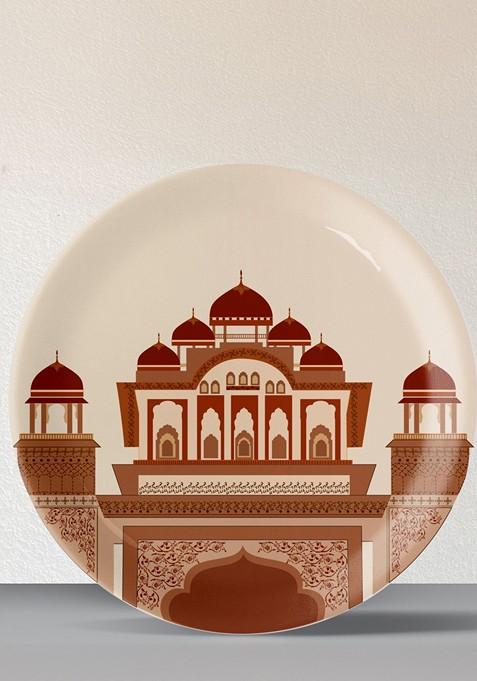 Cream And Brown Opulence And Hospitality In Palaces Printed Wall Plate Decor