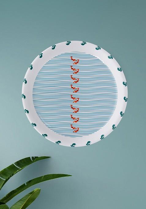 Symmetry Fish White And Blue 1 Pieces Printed Ceramic Wall Plates