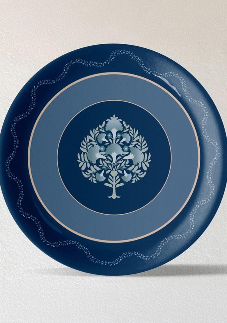 Elegant Blue And White Ceramic Printed Wall Plate Decor