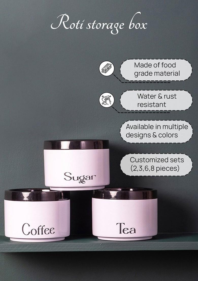 Pink And Black 3 Pieces Canister Jars