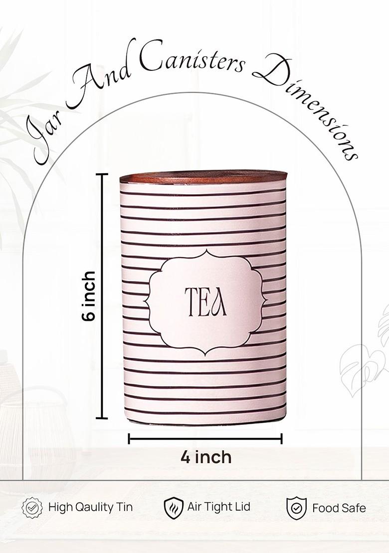 Set Of 4 White And Black Coloured Printed Spice Box