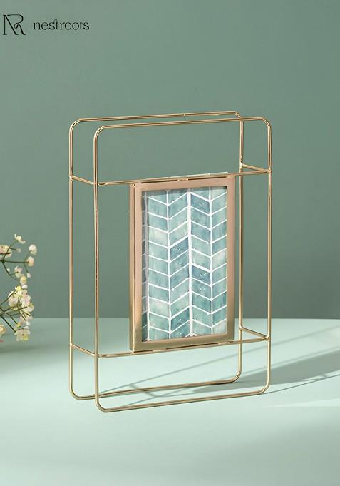 GoldToned And Green Table Photo Frames