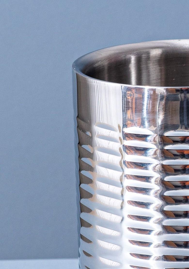 Silver Toned Double Walled Stainless Steel Ice Bucket