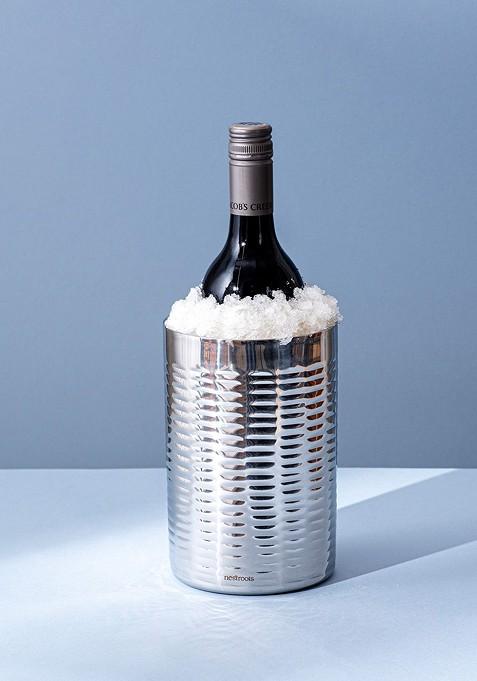 Silver Toned Double Walled Stainless Steel Ice Bucket