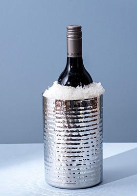 Silver Toned Textured Stainless Steel Ice Bucket
