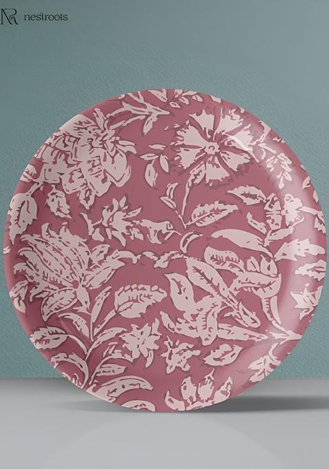 Red And Pink Floral Printed Wall Plate