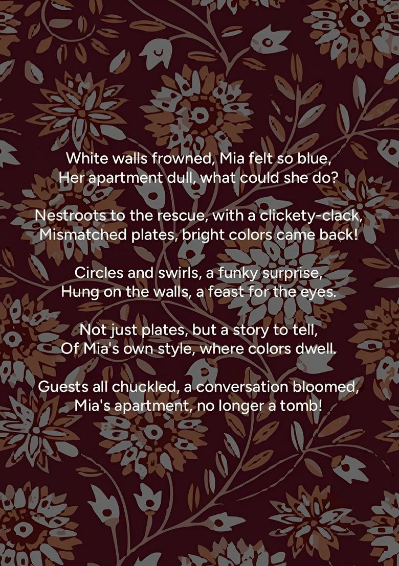 Maroon And Orange Floral Printed Porcelain Wall Plate