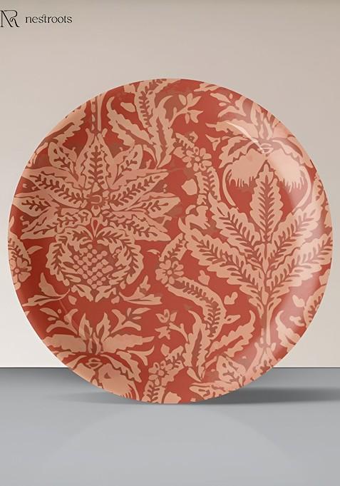 Peach And Cream Floral Printed Porcelain Wall Plate