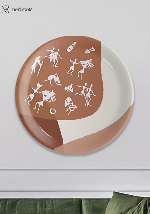 Brown And White Printed Ceramic Wall Plates