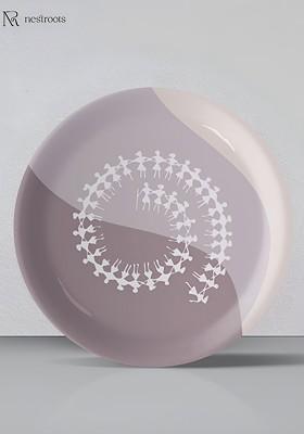 Grey And White Warli Printed Ceramic Wall Plates