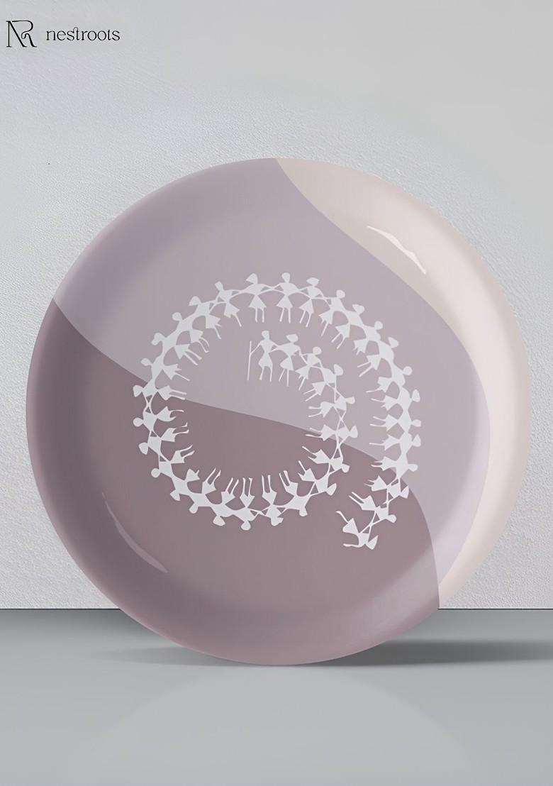 White And Grey Printed Ceramic Wall Plates