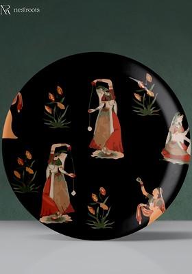 Black And Red Traditional Printed Ceramic Wall Decor