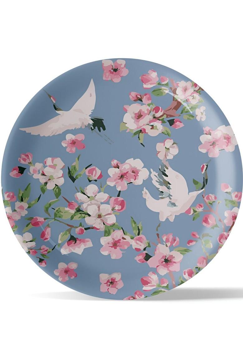 Blue And White Floral Printed Ceramic Wall Plate