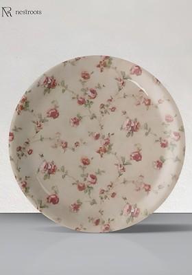 White And Pink Floral Printed Ceramic Wall Plate