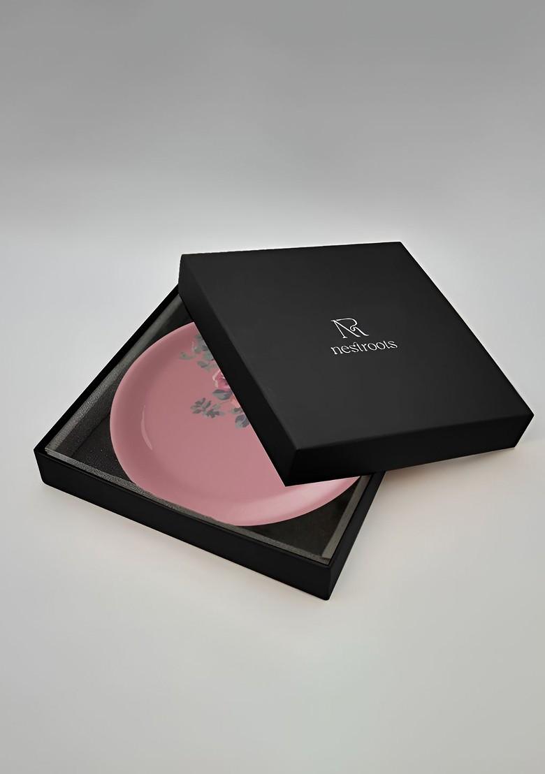 Pink Floral Printed Ceramic Wall Decor