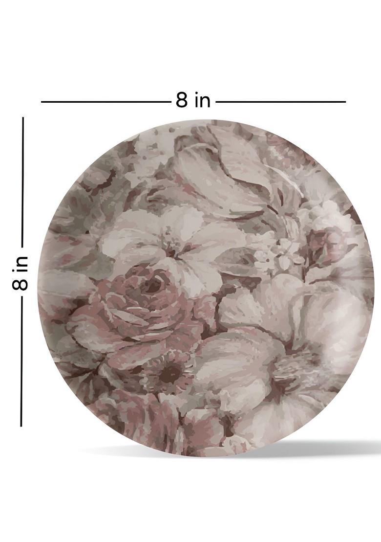Beige Floral Printed Wall Decor