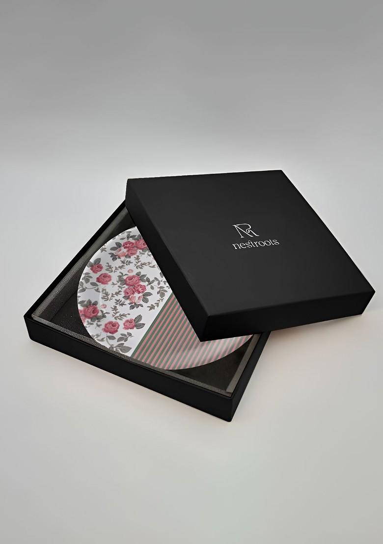 White And Pink English Floral Printed Ceramic Wall Plate