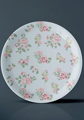 Blue And Pink Floral Printed Ceramic Wall Decor