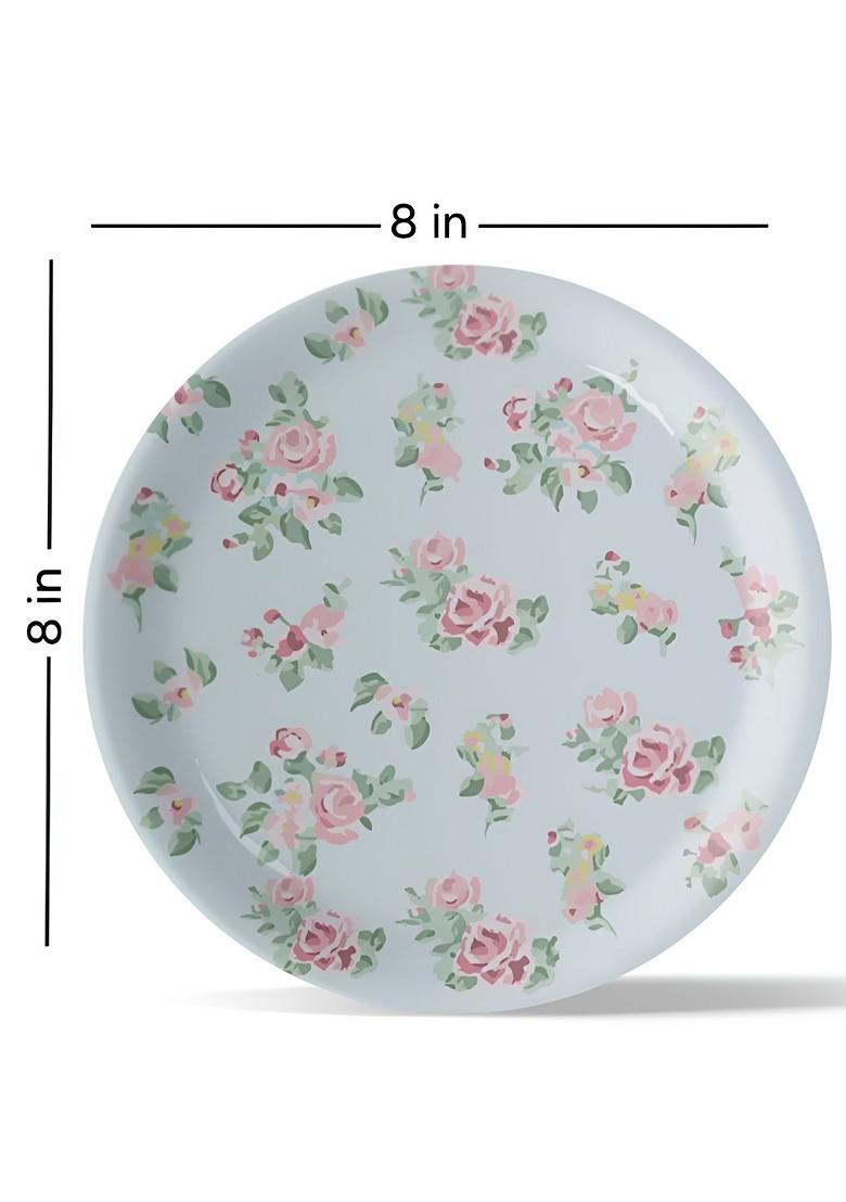 Blue And Pink Floral Printed Ceramic Wall Decor