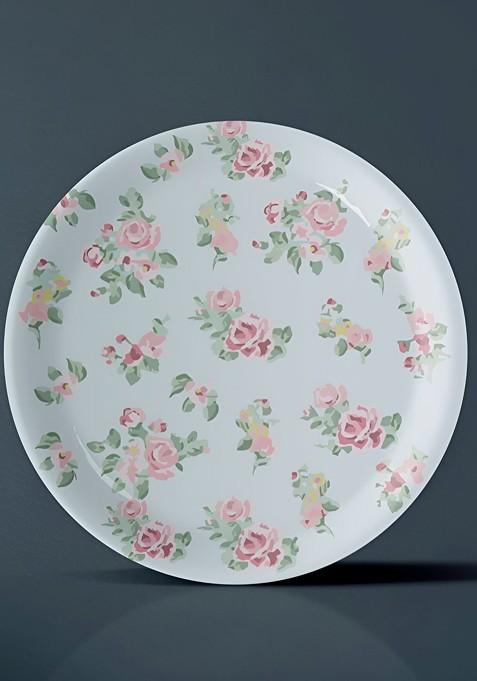 Blue And Pink Floral Printed Ceramic Wall Decor