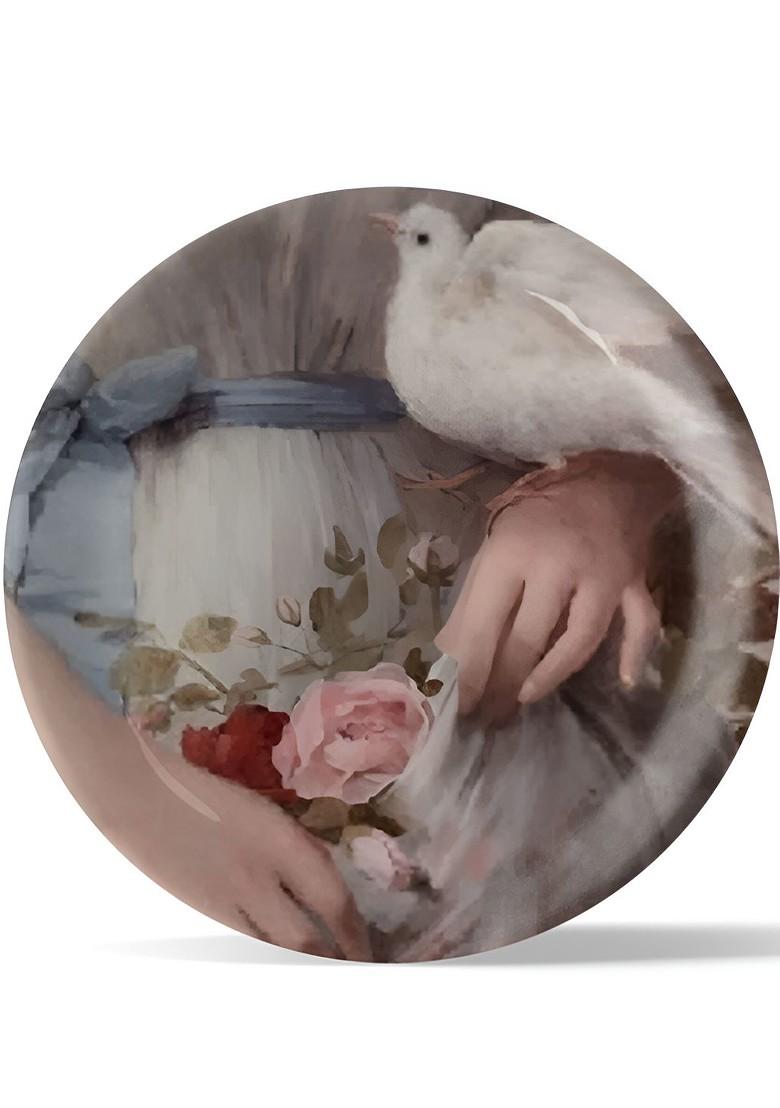 Off White And Blue Printed Ceramic Wall Decor