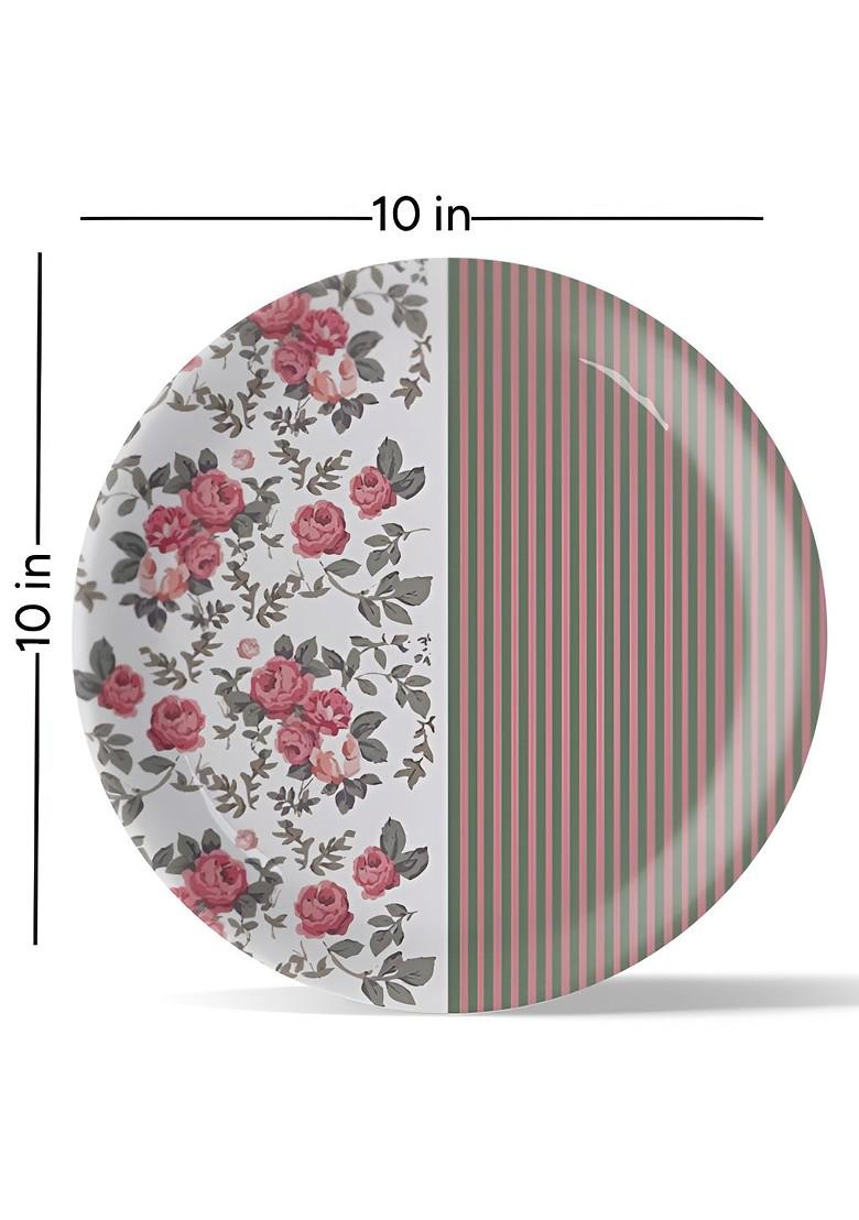 White And Green Printed Ceramic Wall Decor