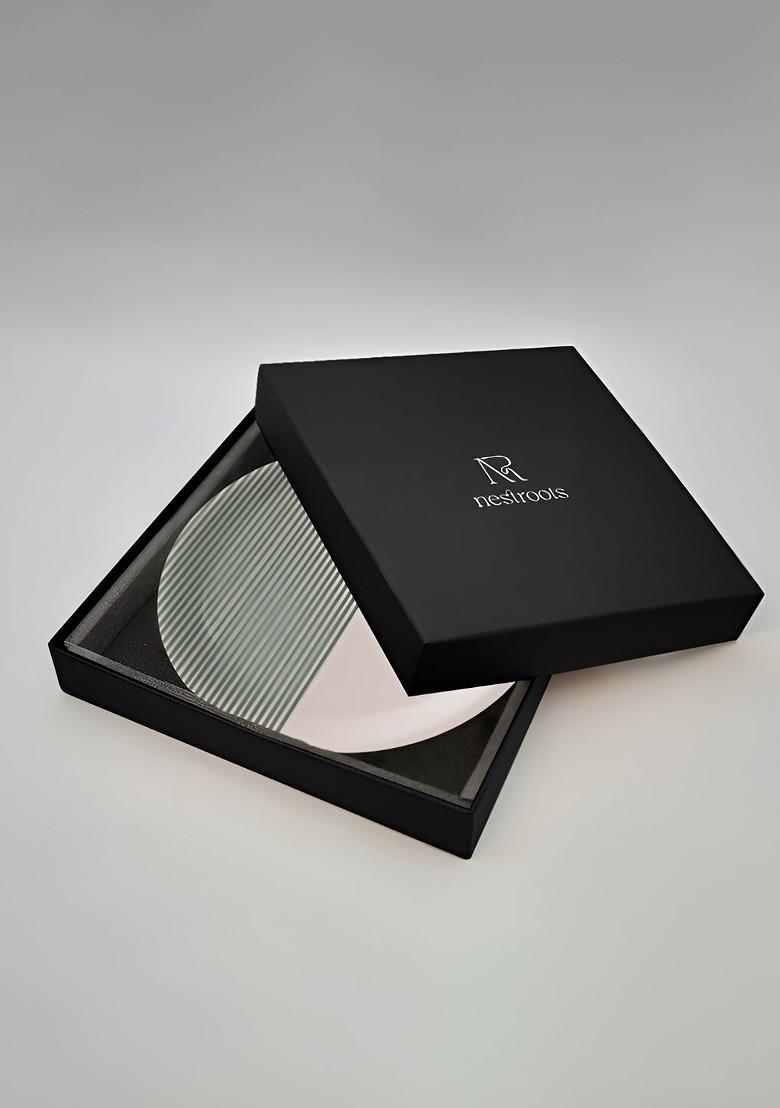 White And Green Striped Ceramic Wall Plate