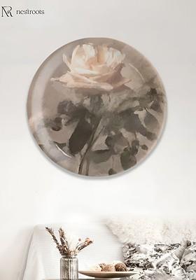 Cream Floral Printed Ceramic Wall Decor