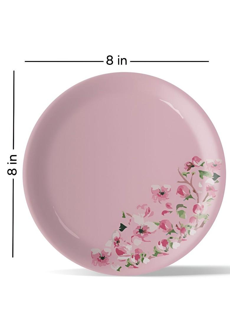 Pink And White Floral Printed Ceramic Wall Plates