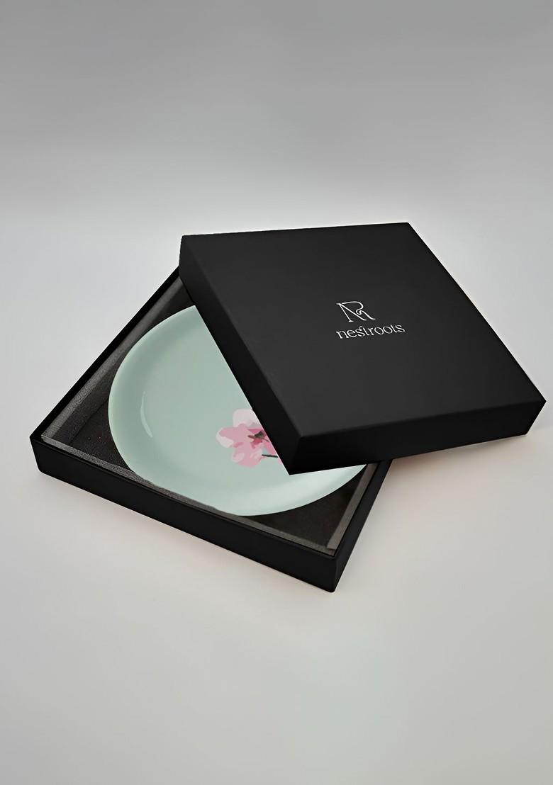 Green And Pink Victorian Subtle Printed Ceramic Wall Plate