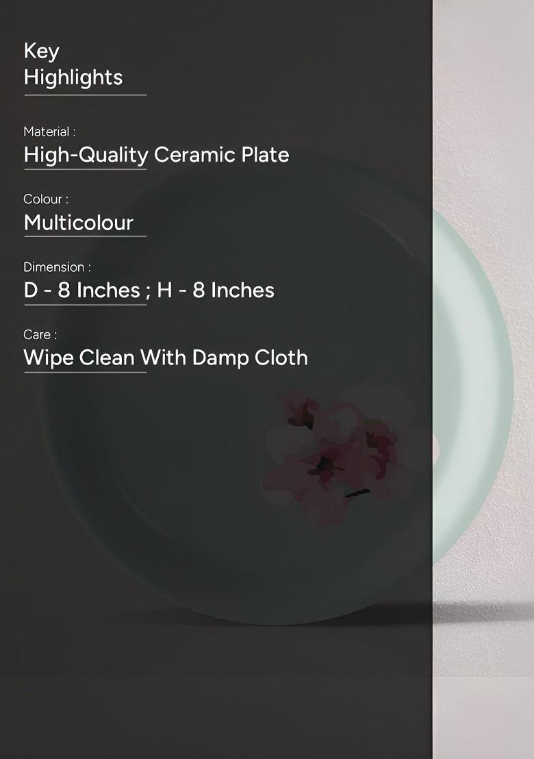 Green And Pink Victorian Subtle Printed Ceramic Wall Plate