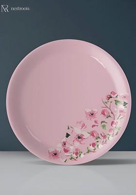 Pink And White Victorian Ditsy Floral Printed Ceramic Wall Plate