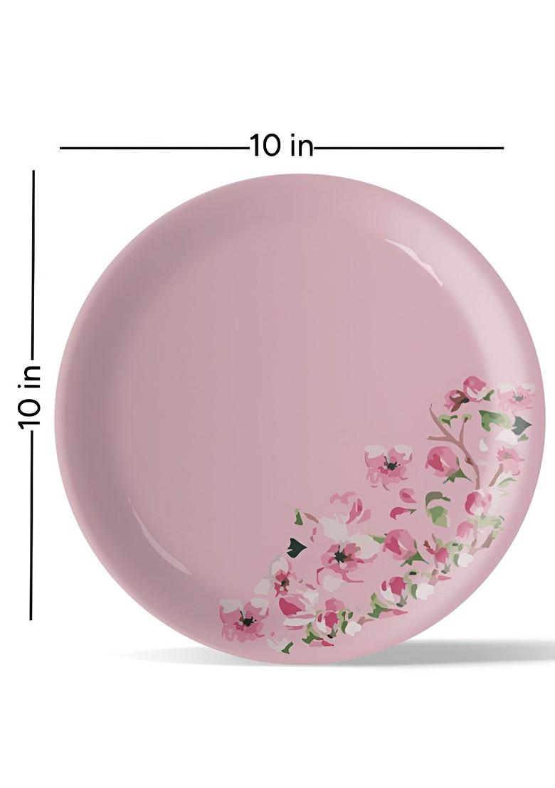 Pink And White Victorian Ditsy Floral Printed Ceramic Wall Plate