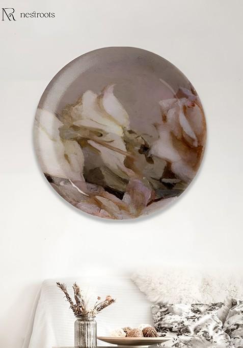 Brown And Yellow Printed Ceramic Mandala Wall Decor