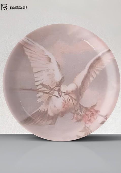 Pink And Grey Printed Ceramic Mandala Wall Decor