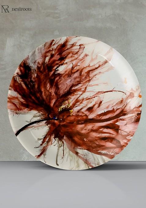 Red And White Ceramic Printed Wall Decor