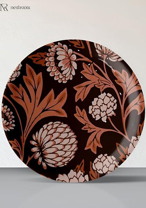 Black And Brown Floral Printed Wall Plate