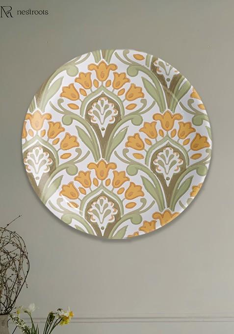 White And Yellow Floral Printed Wall Plate