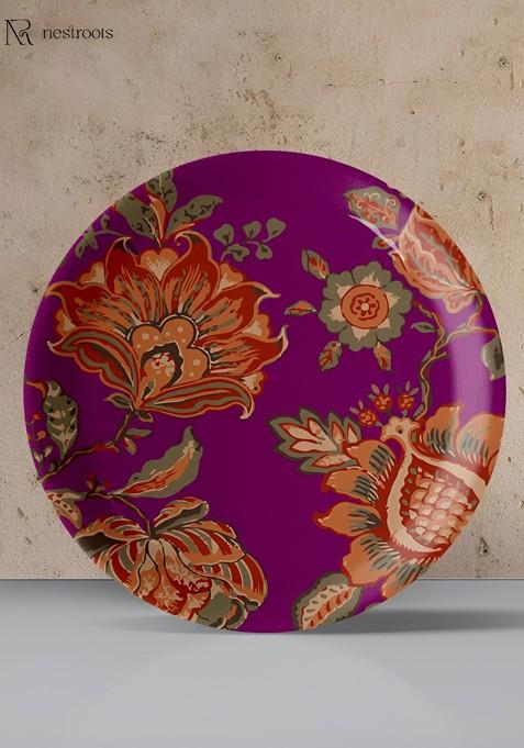 Purple And Red Floral Printed Wall Plate