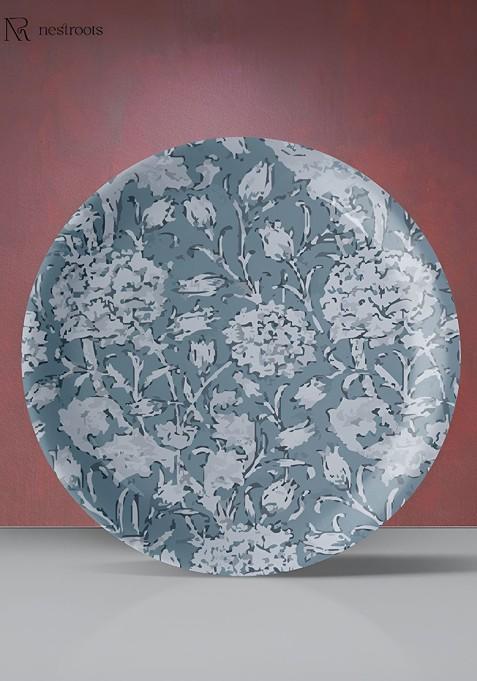 Grey And White Floral Printed Wall Plate
