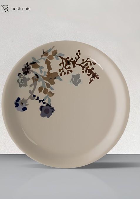 White And Grey Floral Printed Wall Plates