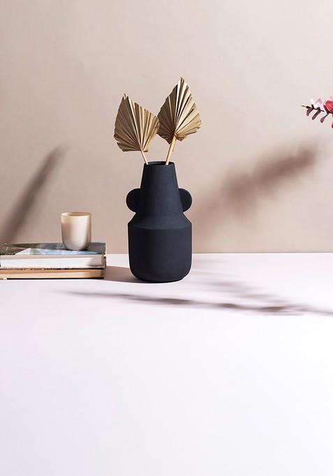 Sophisticated Black Textured Cylindrical Shaped Vase