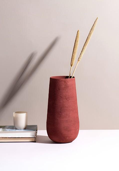 Tan Brown Textured Cylindrical Shaped Vases