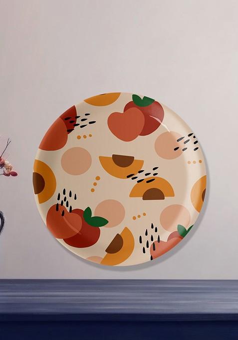 Red And Green Printed Ceramic Round Wall Plate